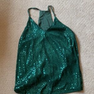 Green Sequin Halter Top